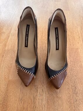Chinese Laundry Two-Tone Brown and Black Pointed Toe Pumps